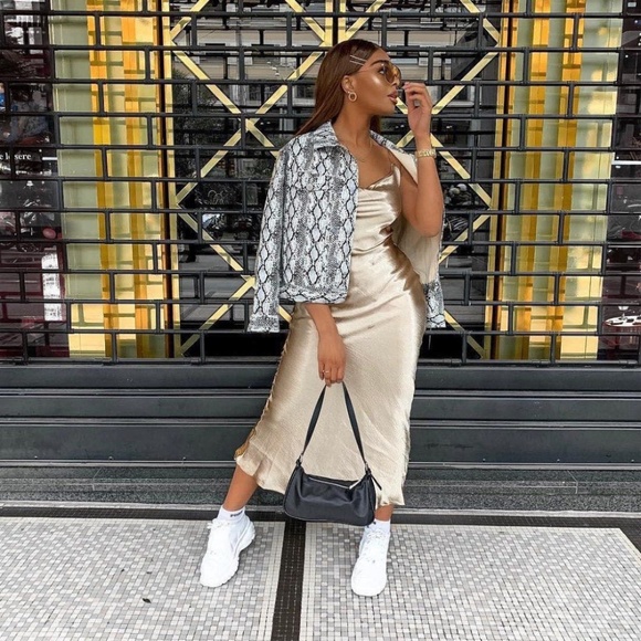 Gold or White Backless Satin Cami Long Slip Dress - Picture 13 of 16